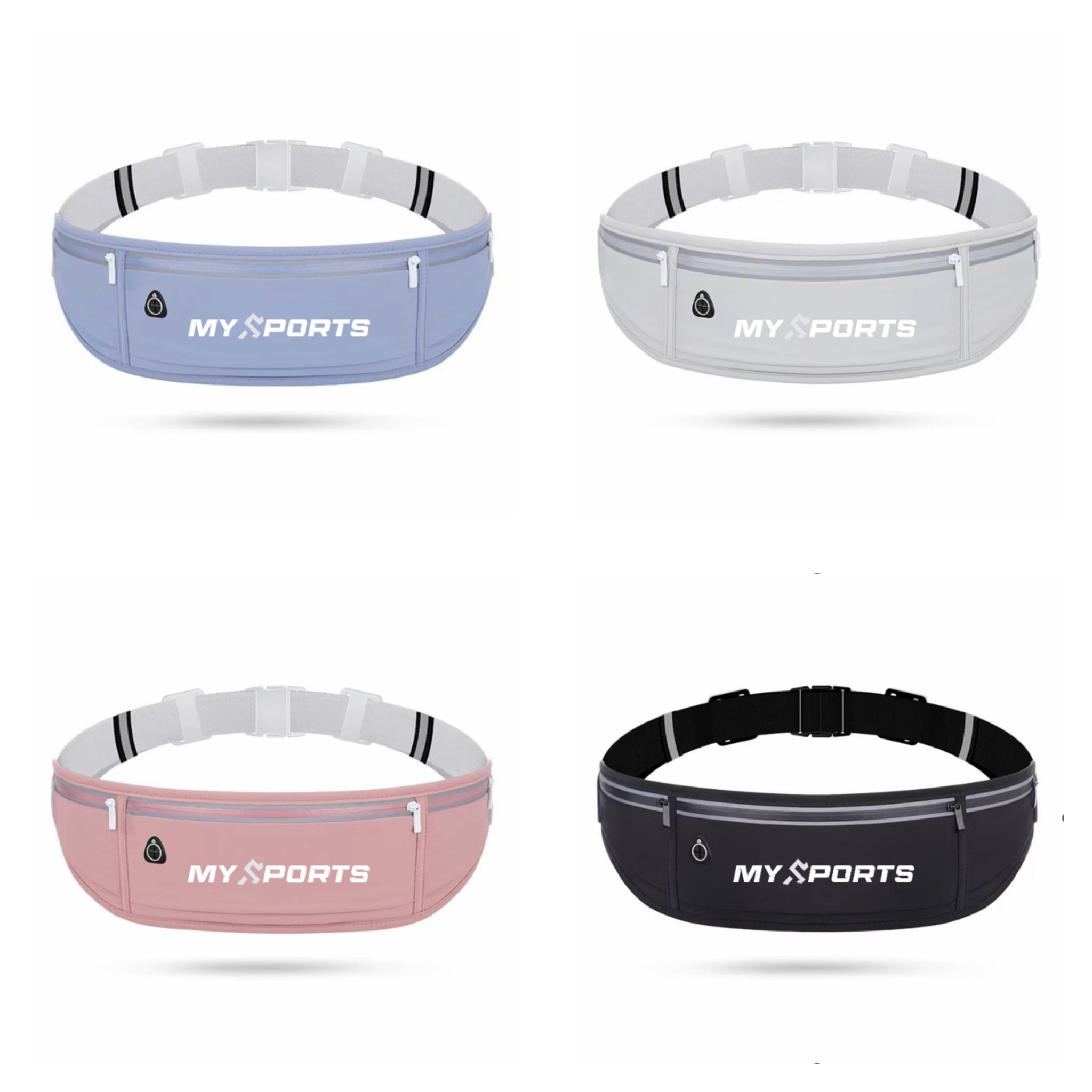 MySports løbebælte – flere farver – lynlåslomme og justerbar rem