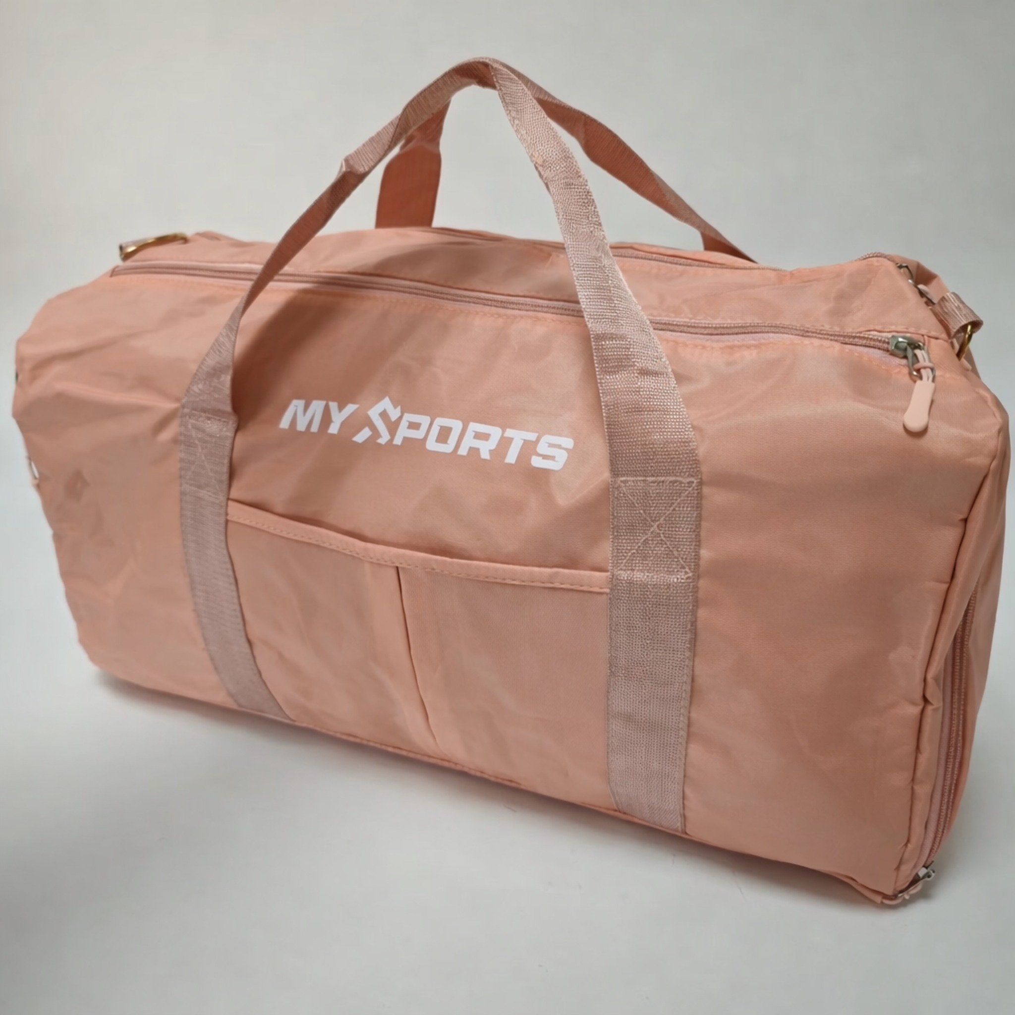 Pink sportstaske fra MySports med skulderrem og håndtag