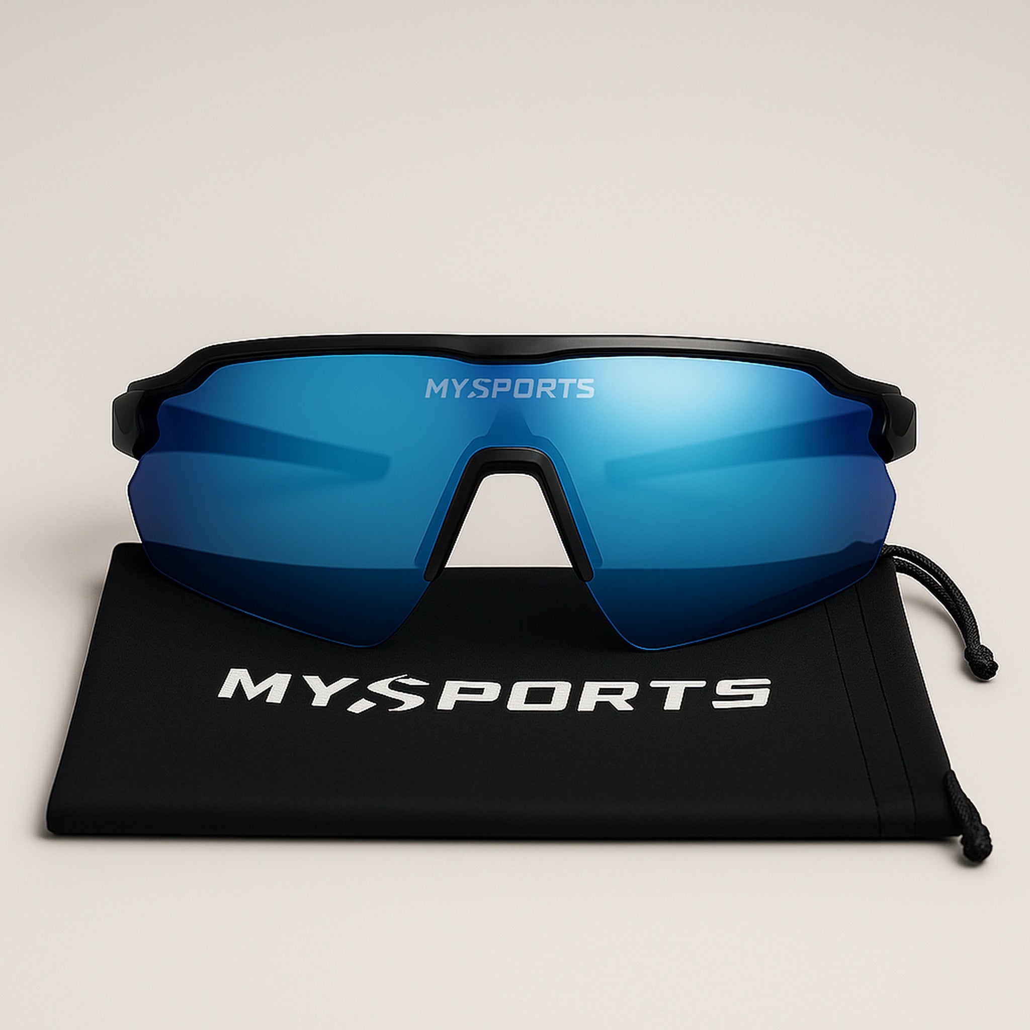 MySports AeroVision sportsbriller med REVO-Ice Blue linse og UV400 beskyttelse – letvægts solbriller til sport, løb og cykling.