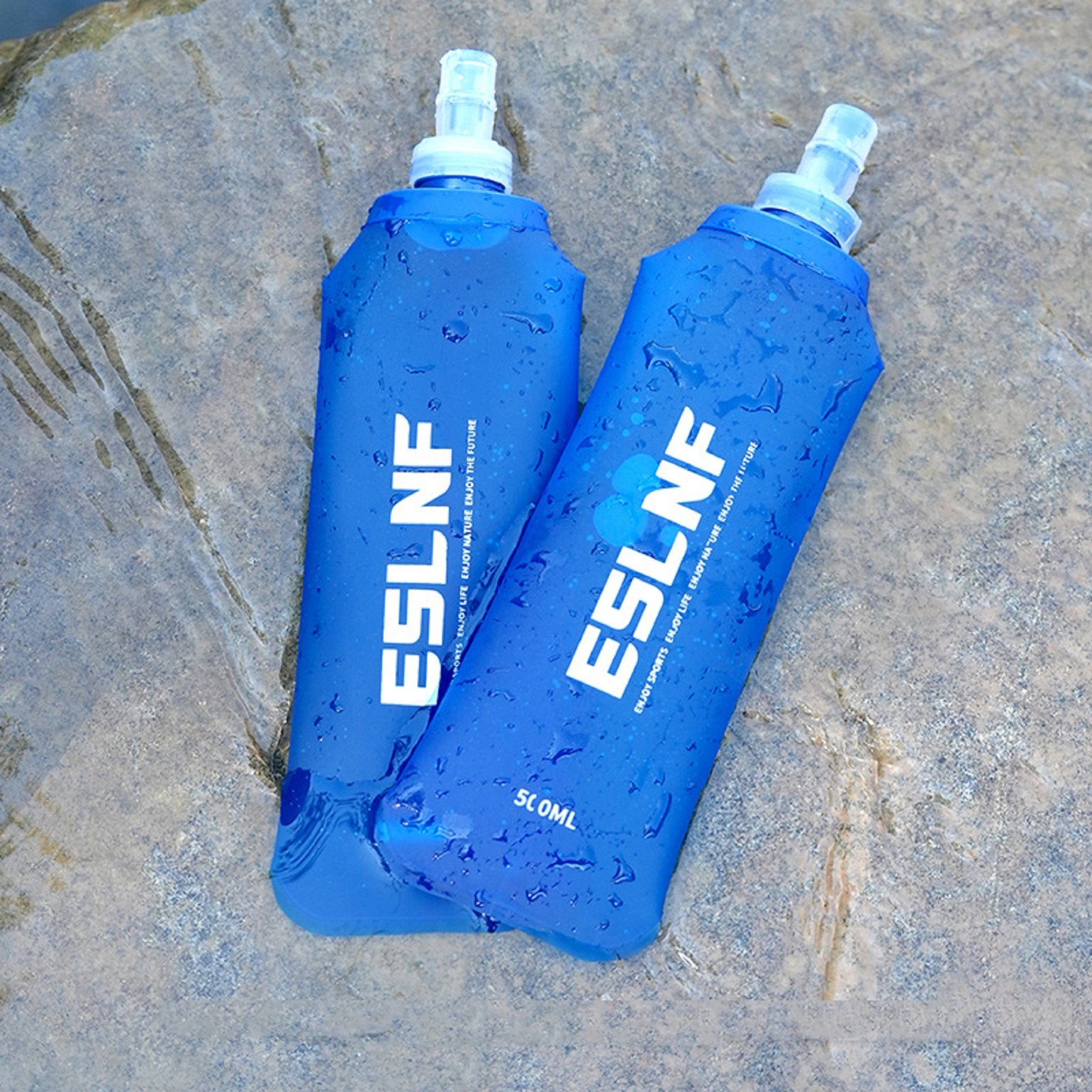 MySports blå drikkeflaske 500 ml – foldbar og ultralet sportsflaske