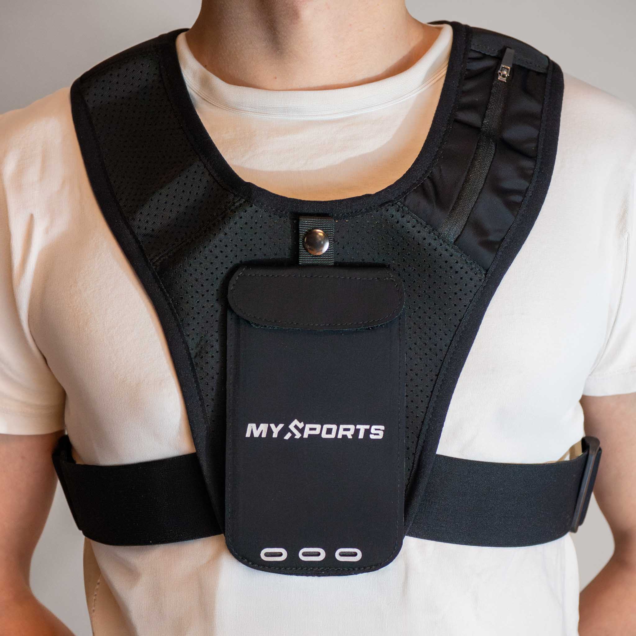 MySports løbevest med refleks, mobillomme og lillelomme