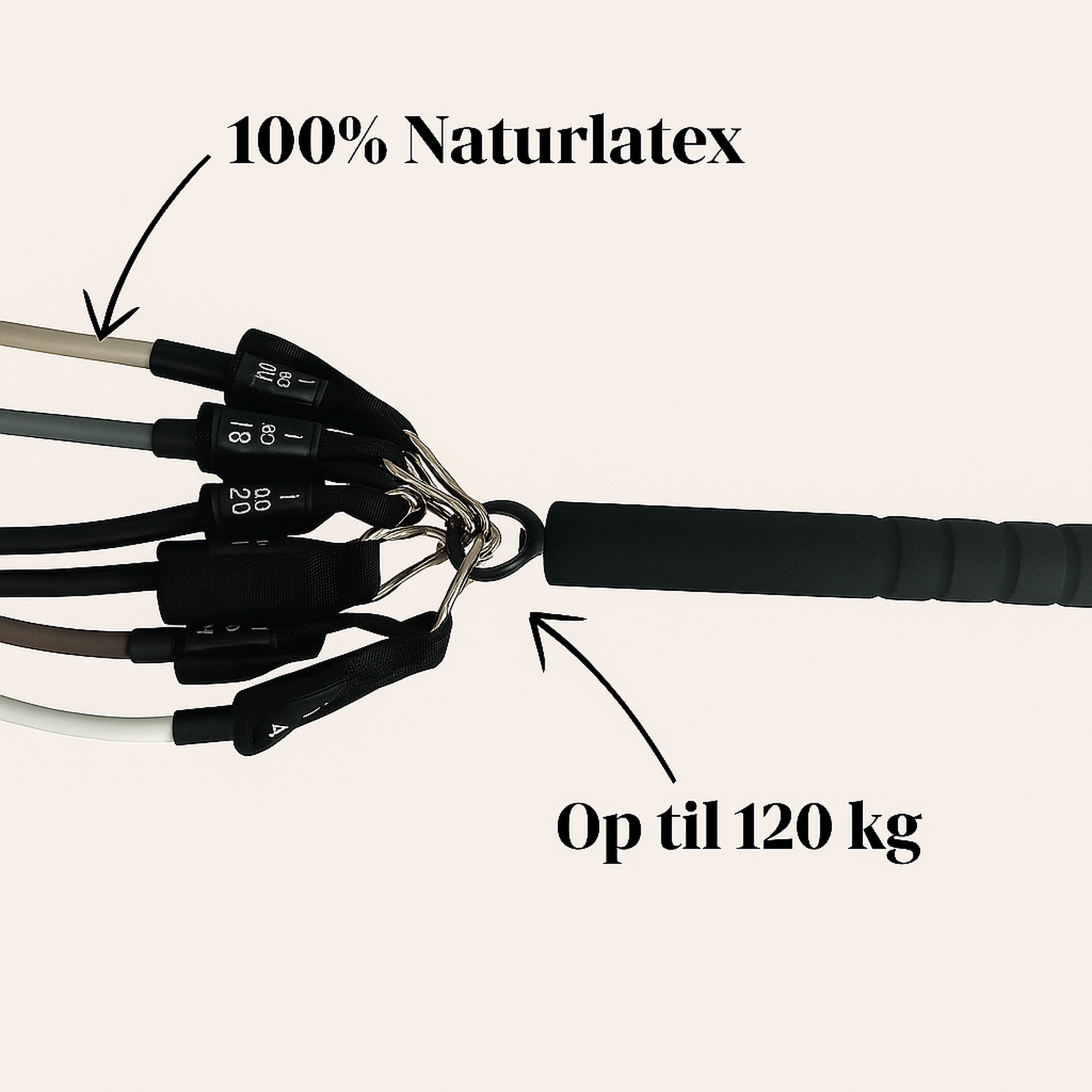 MySports Resistance Trainer modstandsbånd – op til 120 kg, lavet af 100% naturlatex.