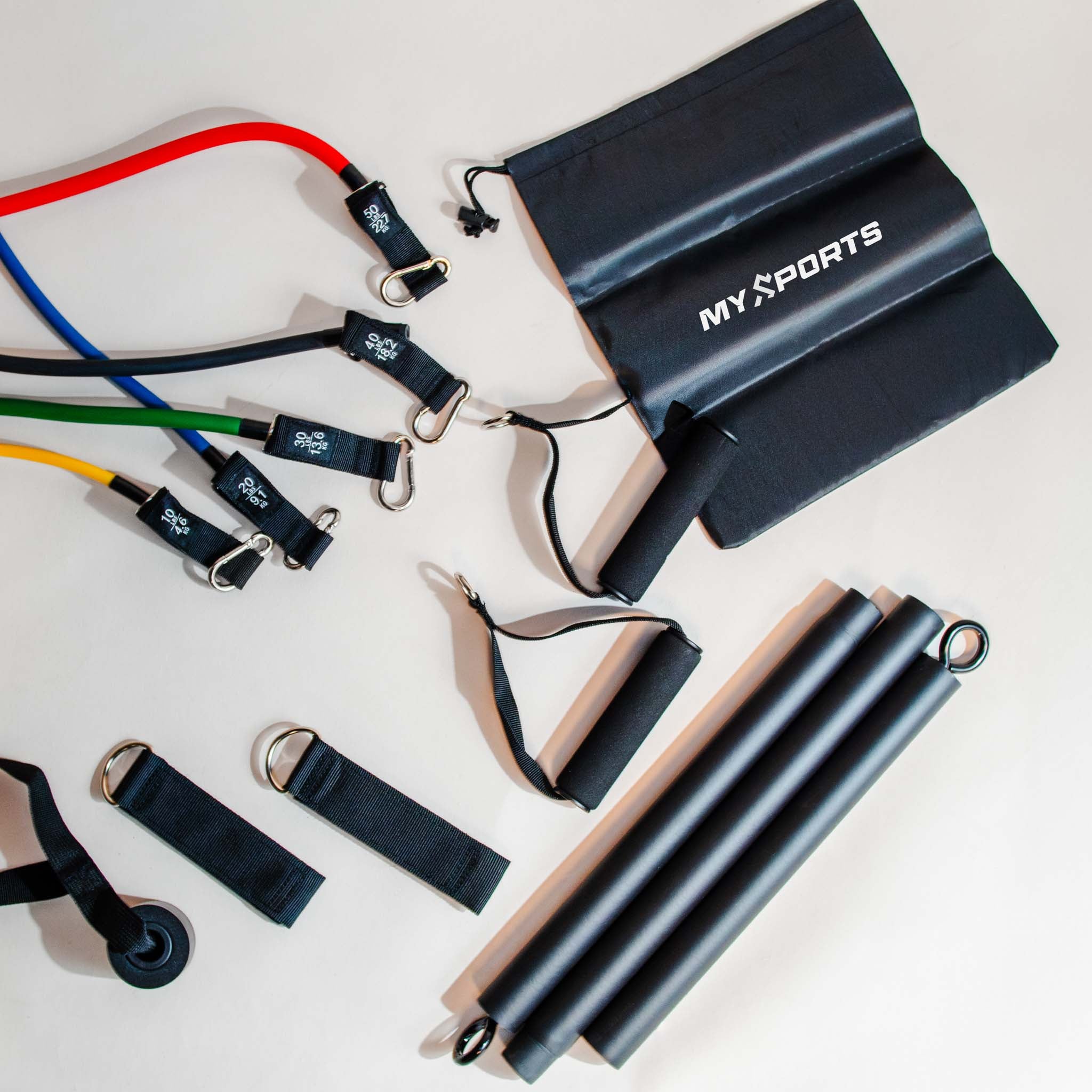 Resistance Trainer fra MySports i brug – elastikker til effektiv styrke- og mobilitetstræning derhjemme eller på farten.