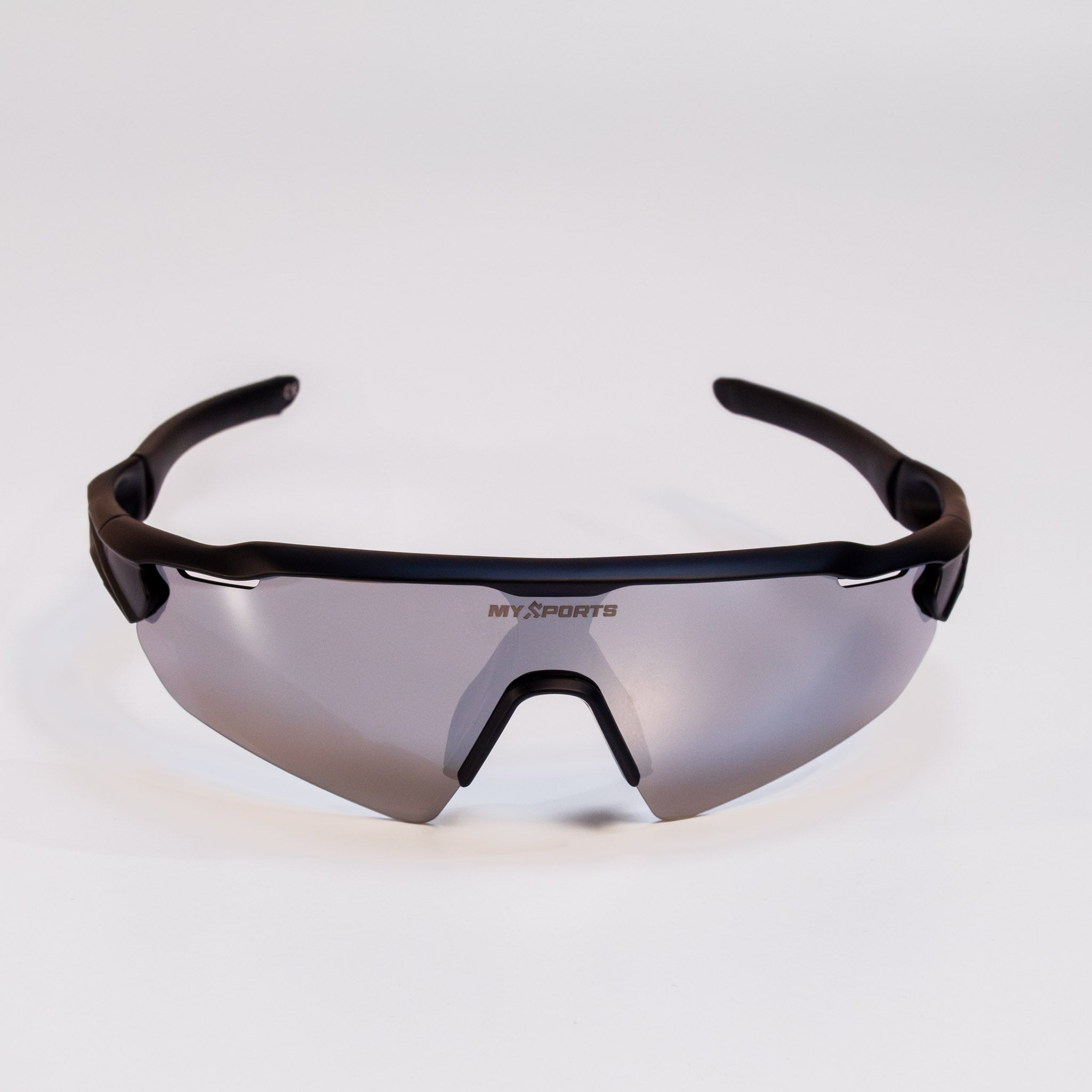 MySports løbebriller med grå glas i let aerodynamisk design med UV400-beskyttelse til løb og cykling